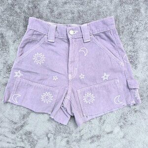 PacSun Corduroy Short - Lavender Sun, Moon & Stars Embroidery - Size 24